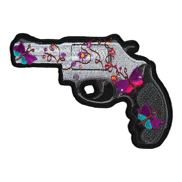 Ladies Butterfly &amp; Flower Handgun Left Patch, Gun Patches — product image