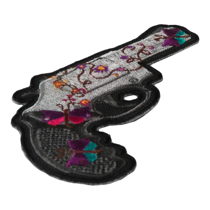 Ladies Butterfly &amp; Flower Handgun Right Patch, Gun Patches — detail view 1
