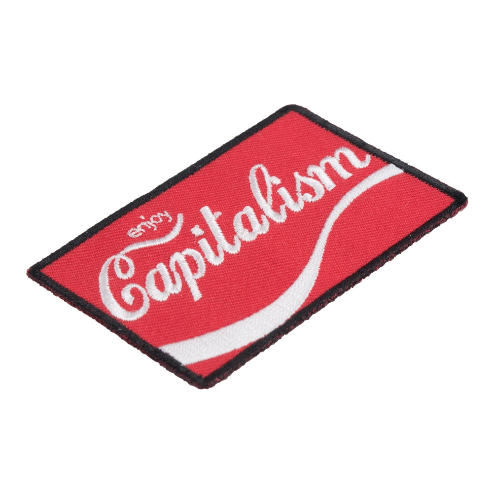 Enjoy Capitalism Red & White Patch, Political Patches — detail view 1