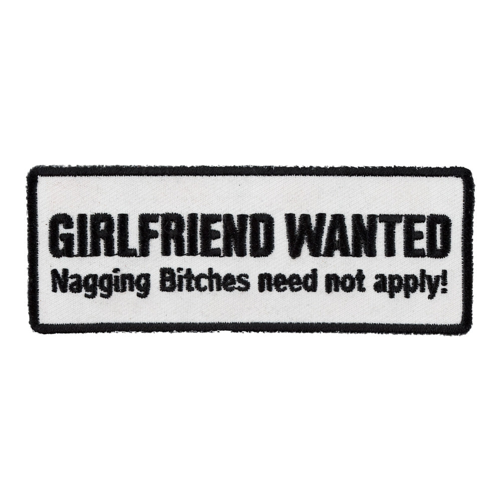 Girlfriend Wanted Patch, Funny Sayings Patches — product image