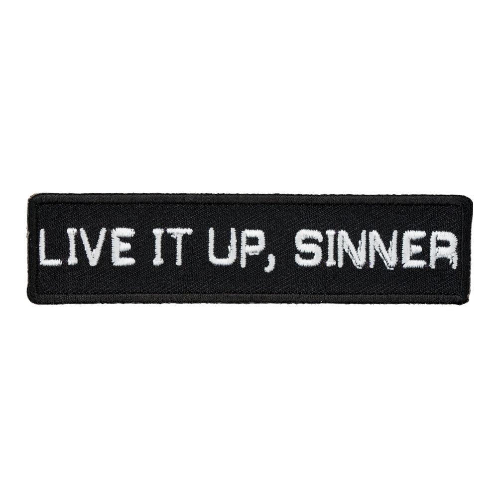 Live It Up Sinner Black &amp; White Patch, Funny Patches — product image