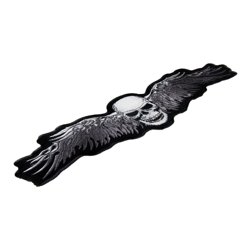 Skull & Grey Feathered Downwings Patch, Large Size — detail view 1