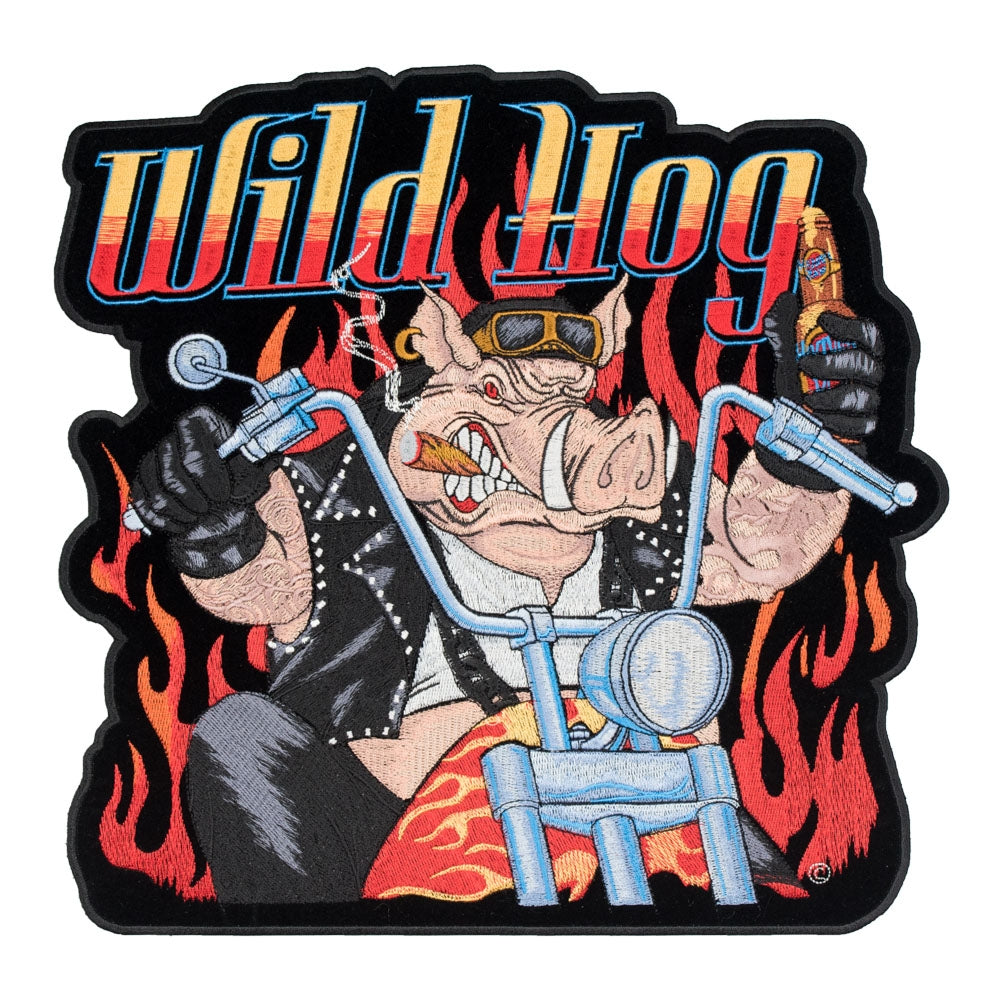 Wild Hog Biker & Flames Patch, Large Size — product image