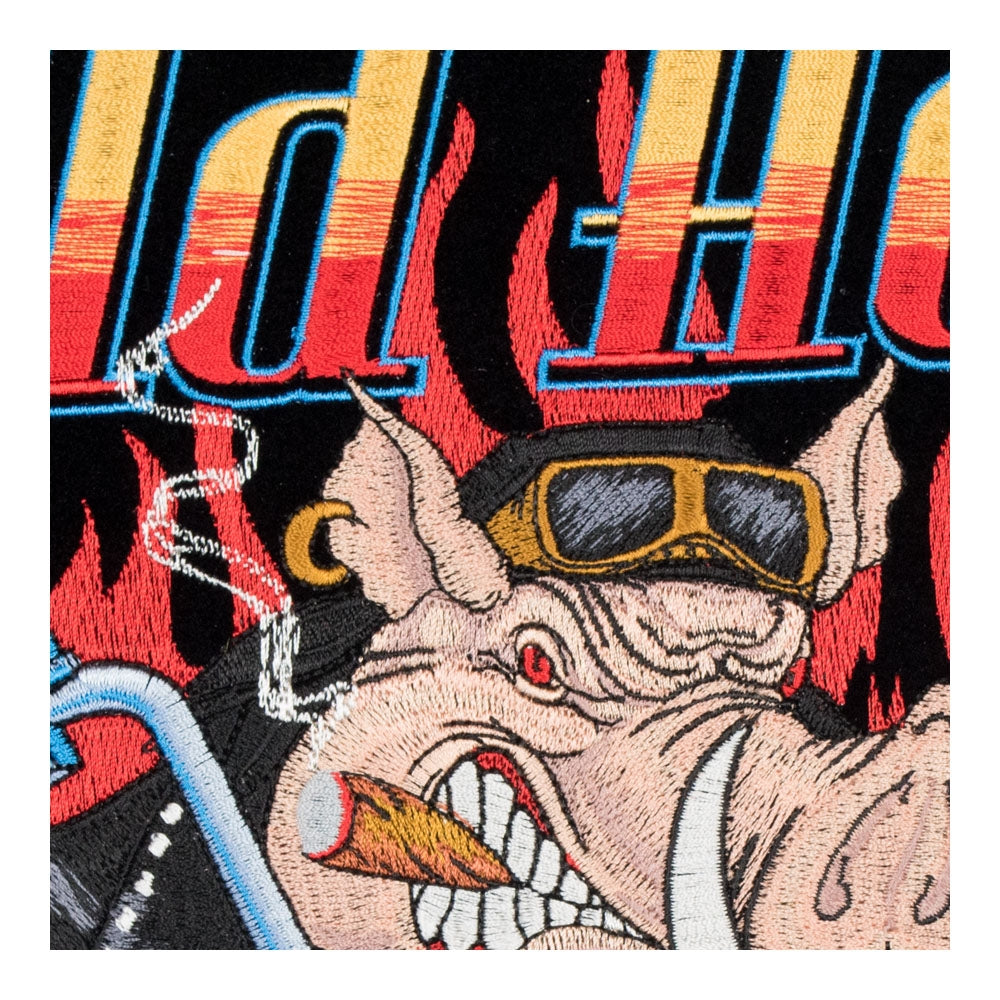 Wild Hog Biker & Flames Patch, Large Size — detail view 1