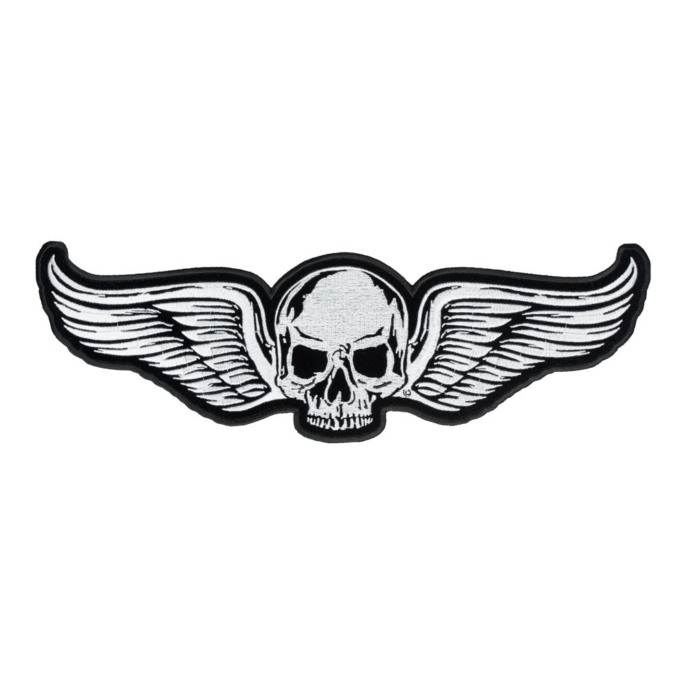White Skull With Wings Patch, Large Size — product image