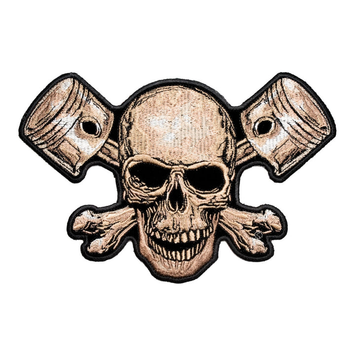 Tan Skull &amp; Pistons Patch, Medium Size — product image