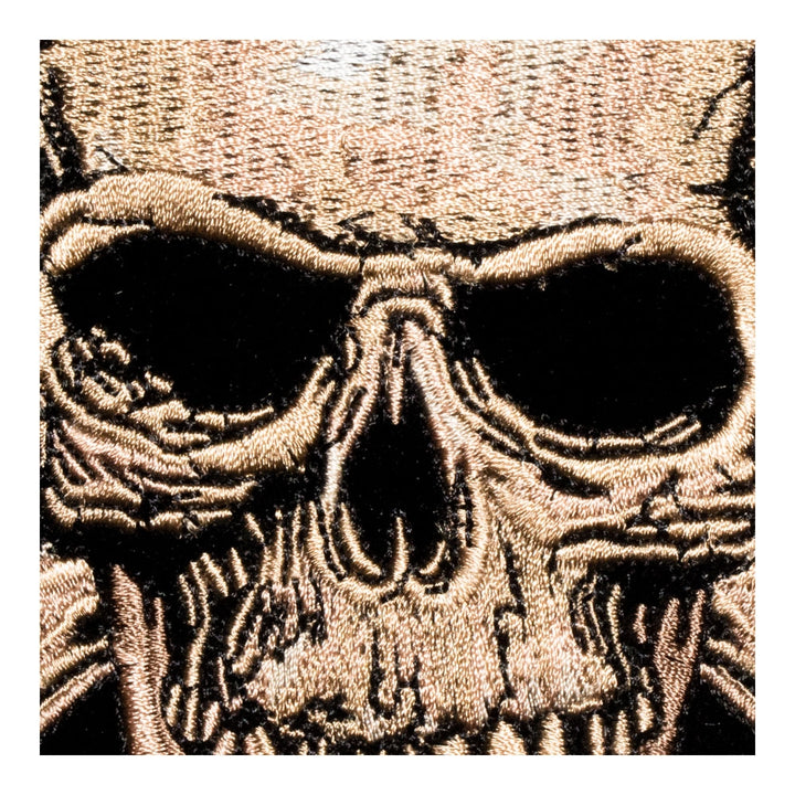 Tan Skull &amp; Pistons Patch, Medium Size — detail view 2