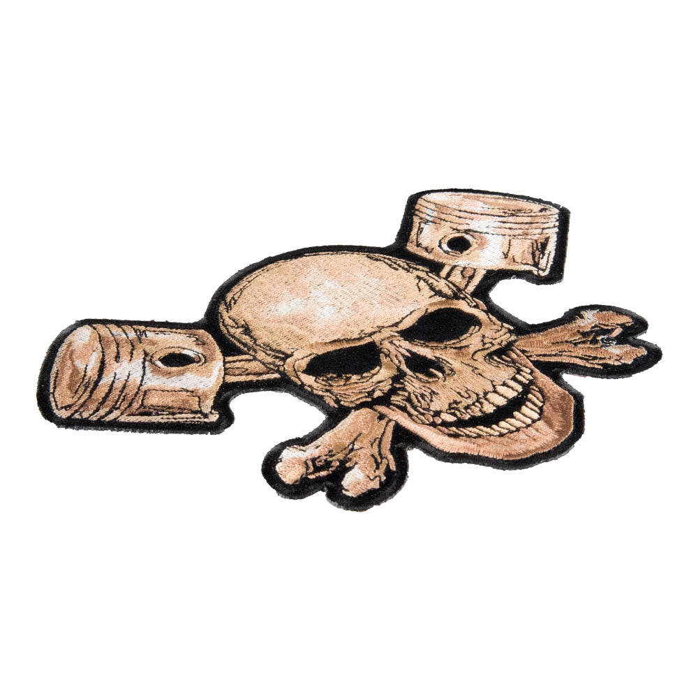 Tan Skull &amp; Pistons Patch, Medium Size — detail view 1