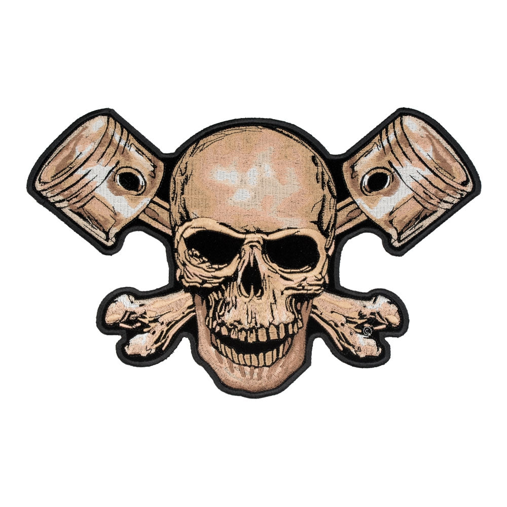 Tan Skull & Pistons Patch, Large Size — product image
