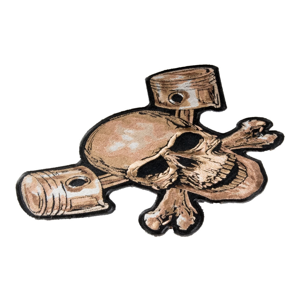 Tan Skull & Pistons Patch, Large Size — detail view 1