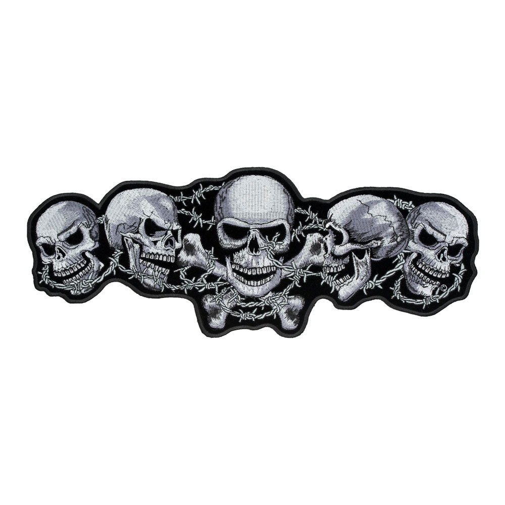 Skulls Crossbones &amp; Barbed Wire Patch, Large Size — product image