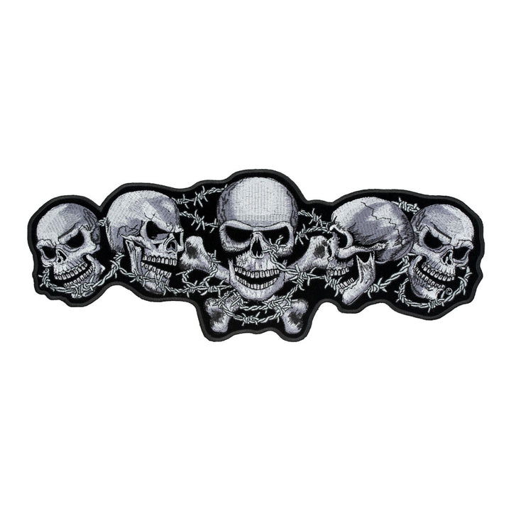 Skulls Crossbones &amp; Barbed Wire Patch, Large Size — product image