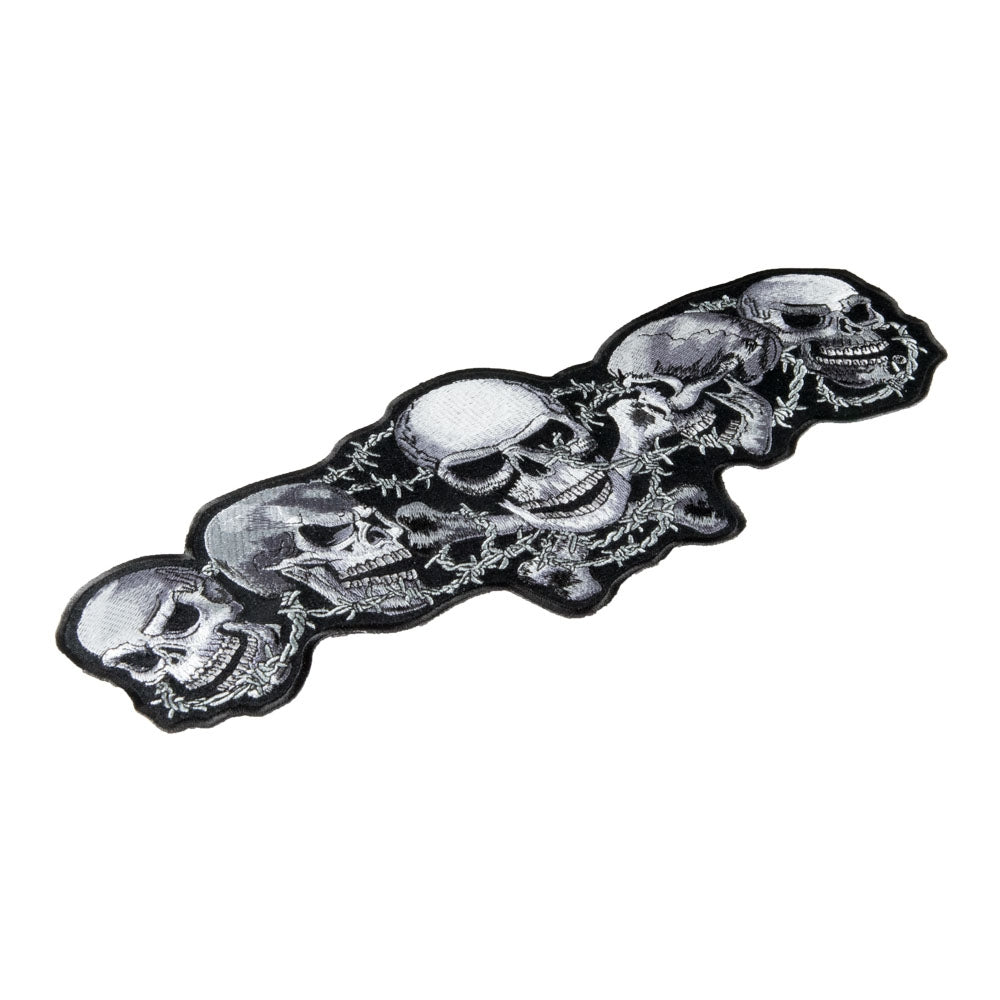 Skulls Crossbones &amp; Barbed Wire Patch, Large Size — detail view 1