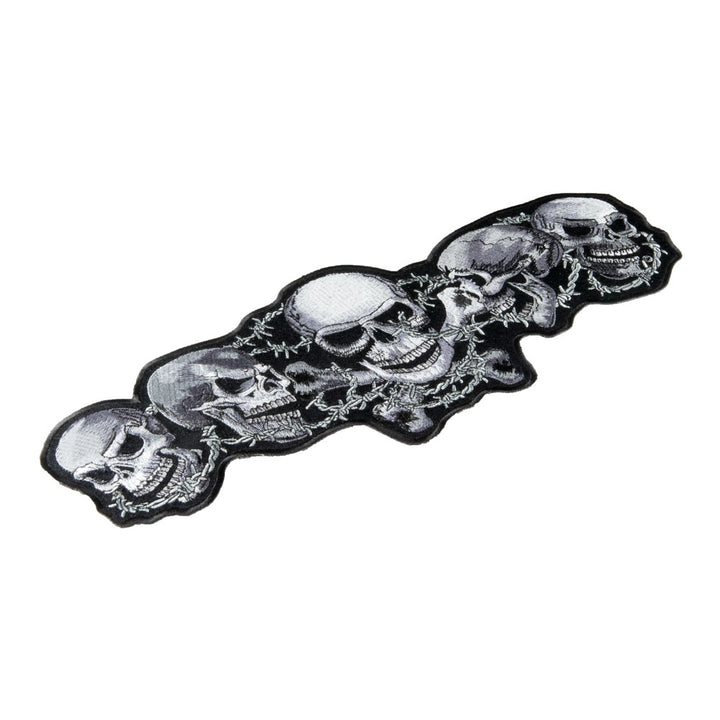 Skulls Crossbones &amp; Barbed Wire Patch, Large Size — detail view 1