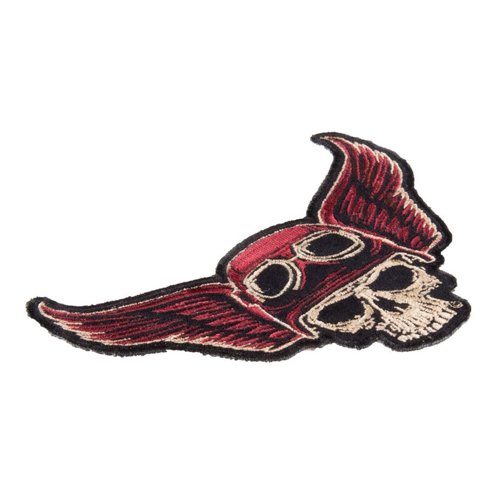 Winged Biker Skull &amp; Riding Goggles Patch, Small Size — detail view 1