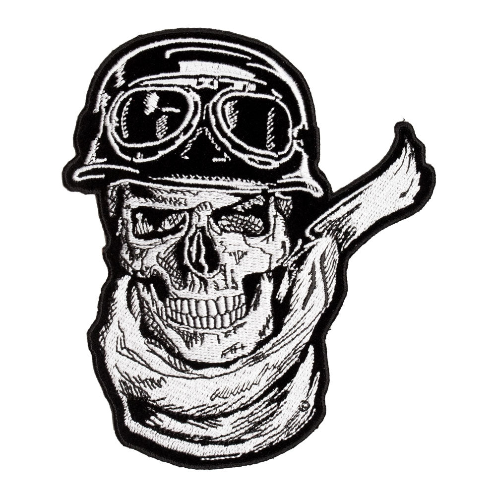 Rider Skull Wearing Scarf, Helmet &amp; Goggles Patch, Small Size — product image