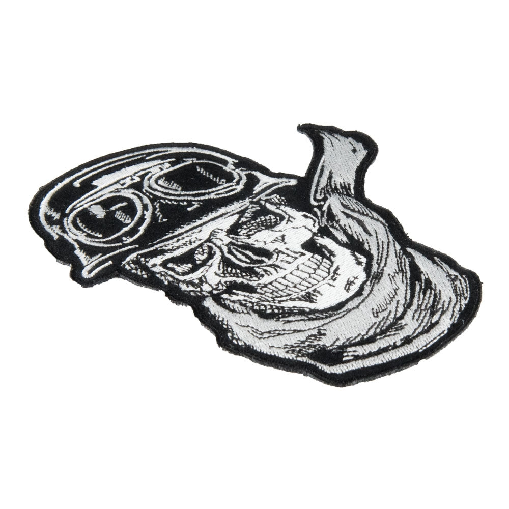 Rider Skull Wearing Scarf, Helmet &amp; Goggles Patch, Small Size — detail view 1
