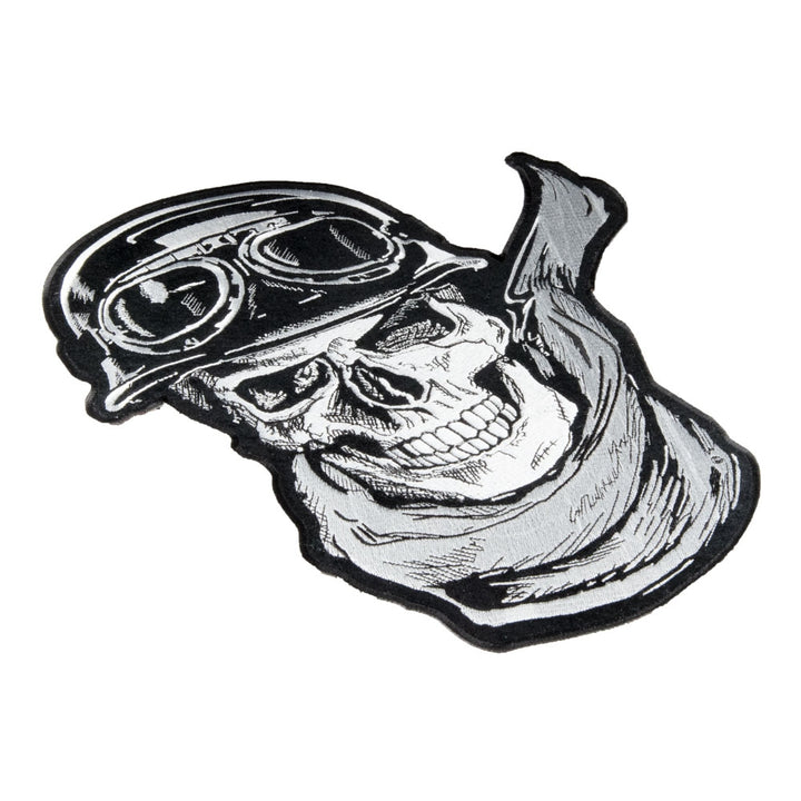 Rider Skull Wearing Scarf, Helmet &amp; Goggles Patch, Large Size — detail view 2
