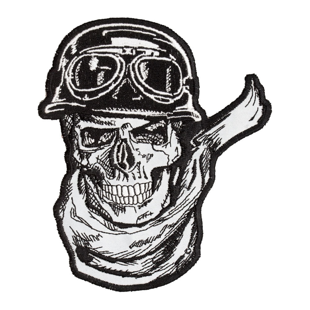 Reflective Rider Skull With Scarf, Helmet & Goggles Patch, Small Size — product image