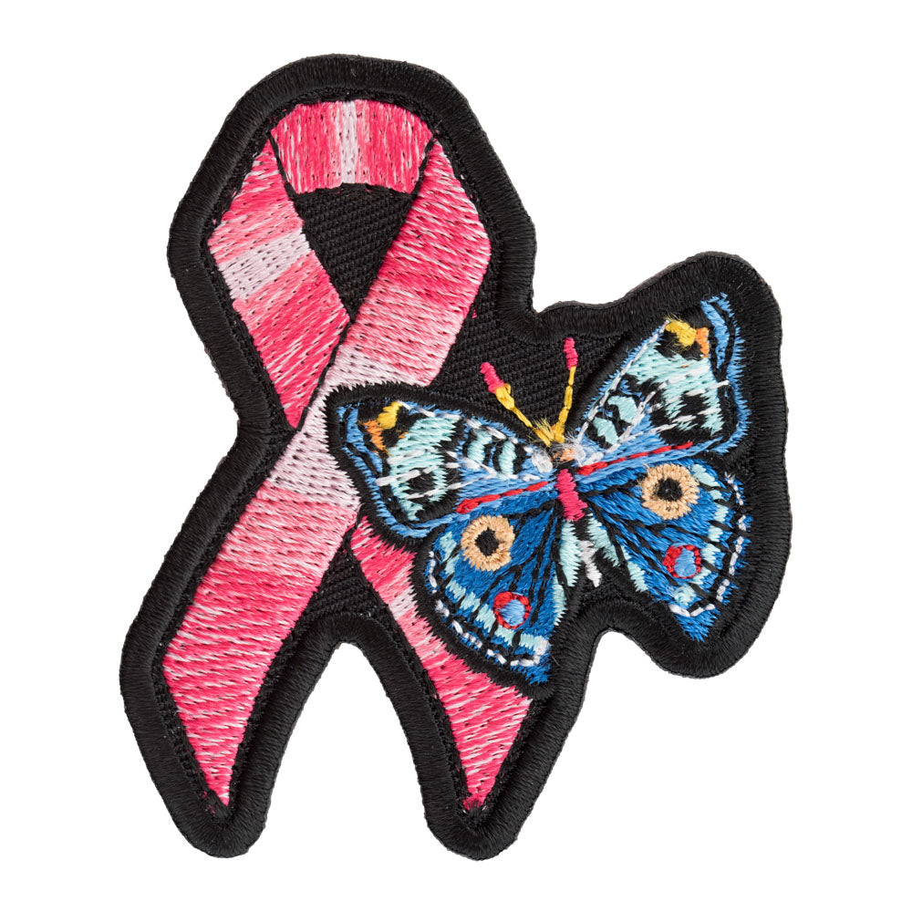 Breast Cancer Pink Ribbon Butterfly Patch, Cancer Support Patches — product image