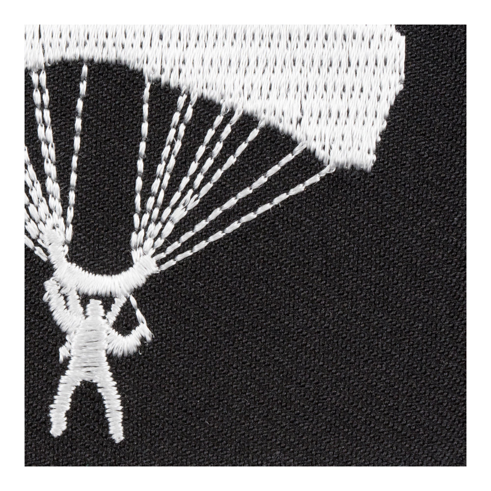 Black &amp; White Parachutist Silhouette Patch, Military Patches — detail view 1