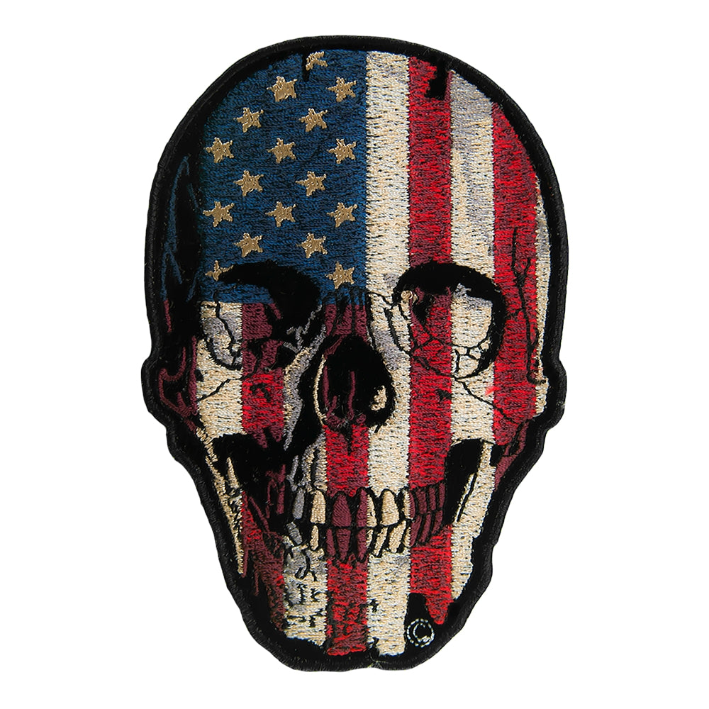 American Flag Distressed Skull Patch, Medium Size — product image