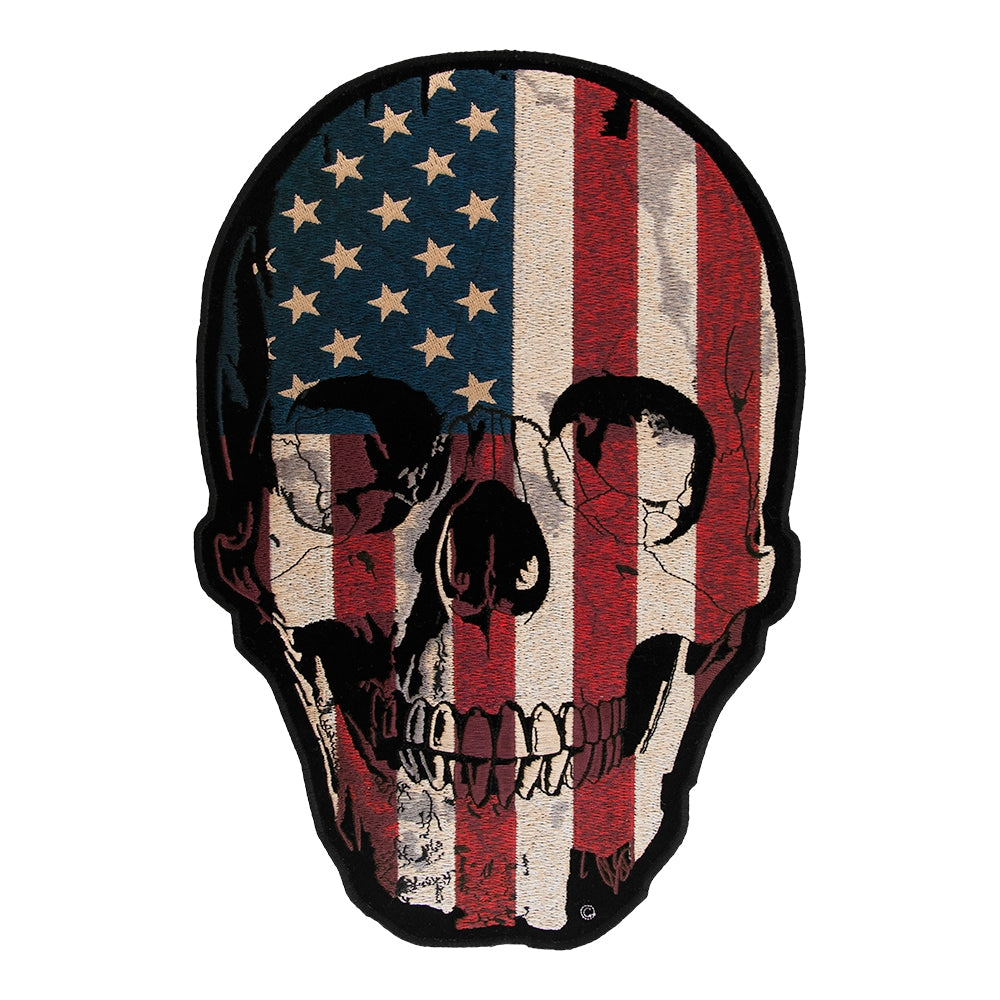 American Flag Distressed Skull Patch, Large Size — product image