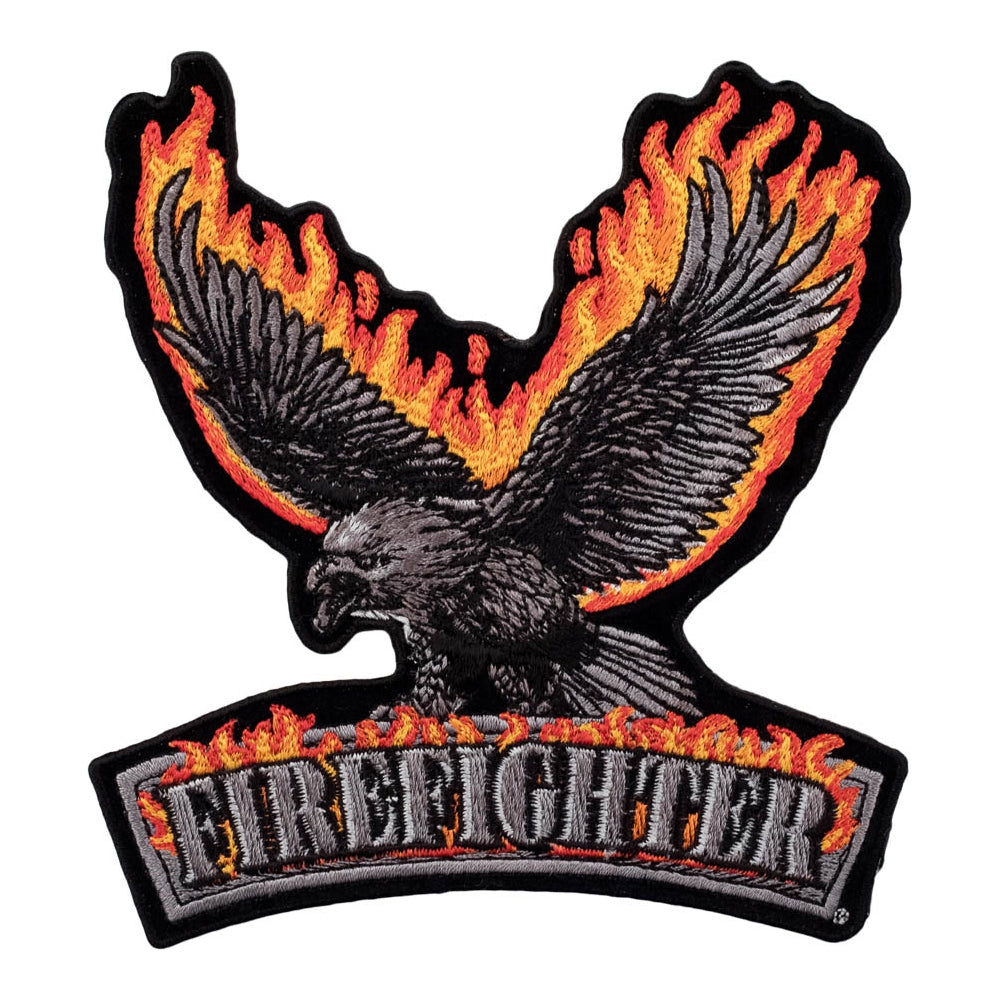 Flaming Subdued Eagle Firefighter Patch, Small Size — product image