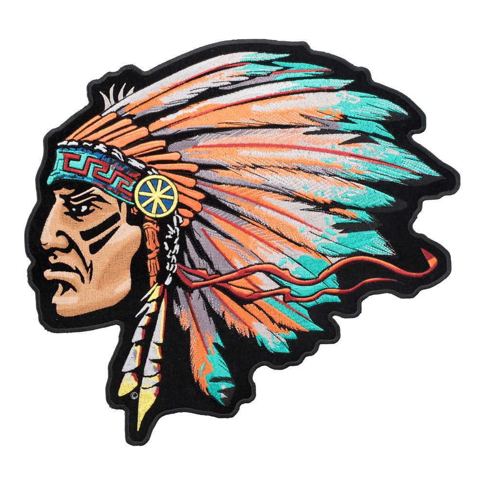 Turquoise Native American Chief Patch, Large Size — product image