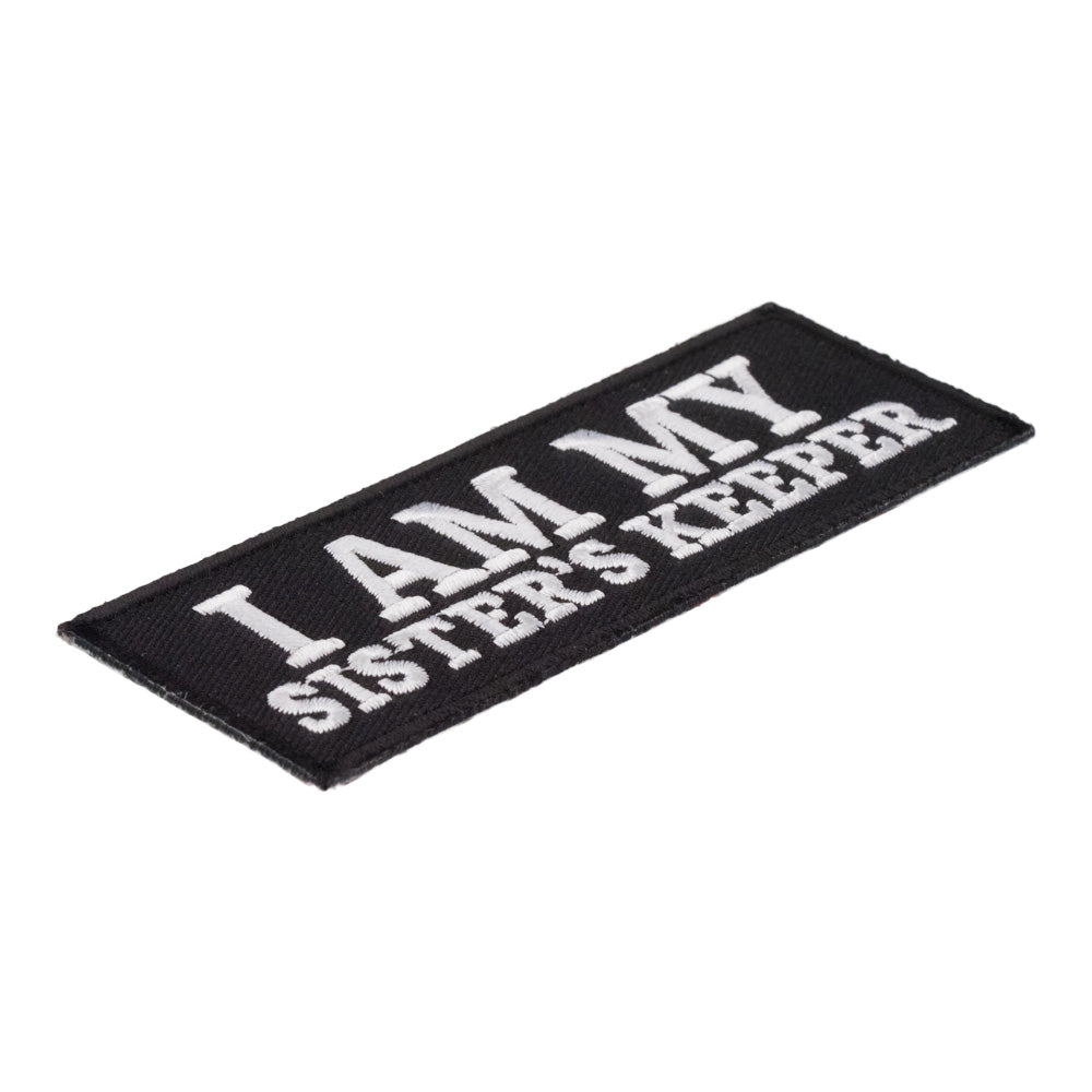 I Am My Sister's Keeper B & W Patch, Biker Sayings Patches — detail view 1
