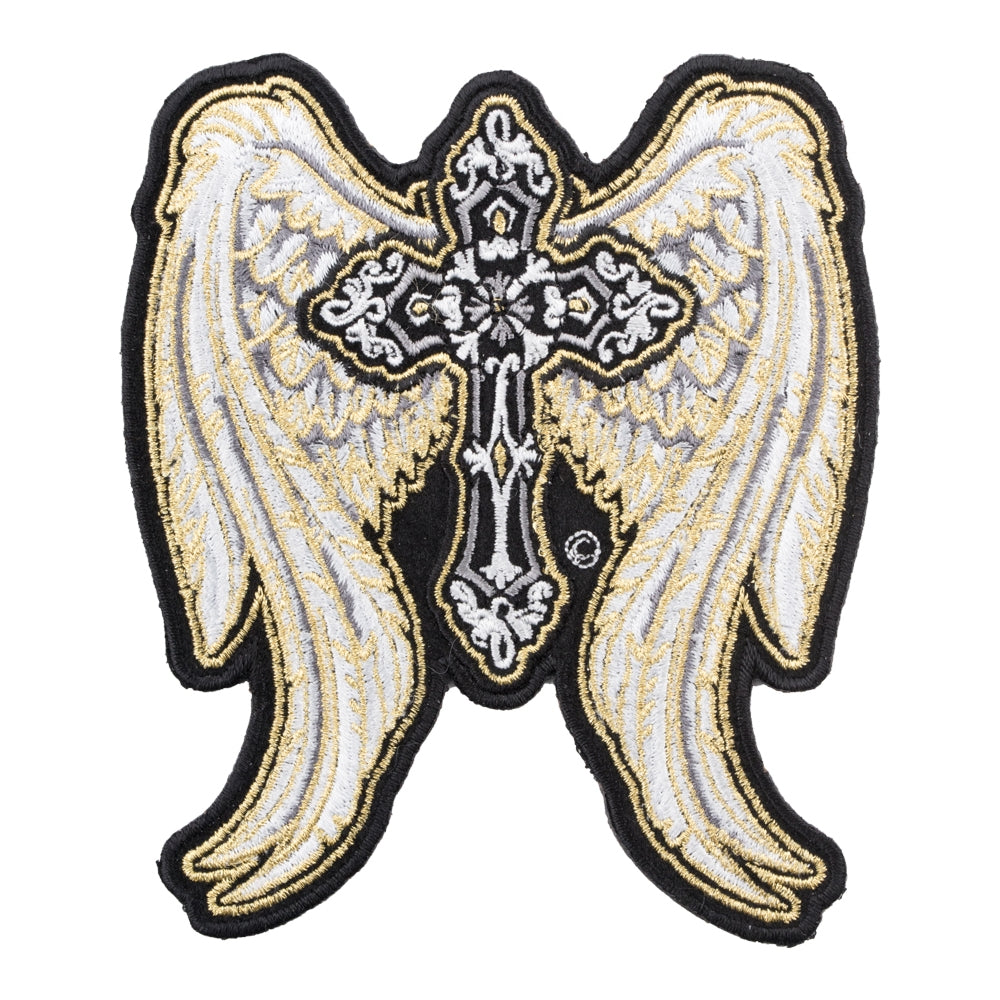 Golden Angelic Wings &amp; Cross Patch, Medium Size — product image