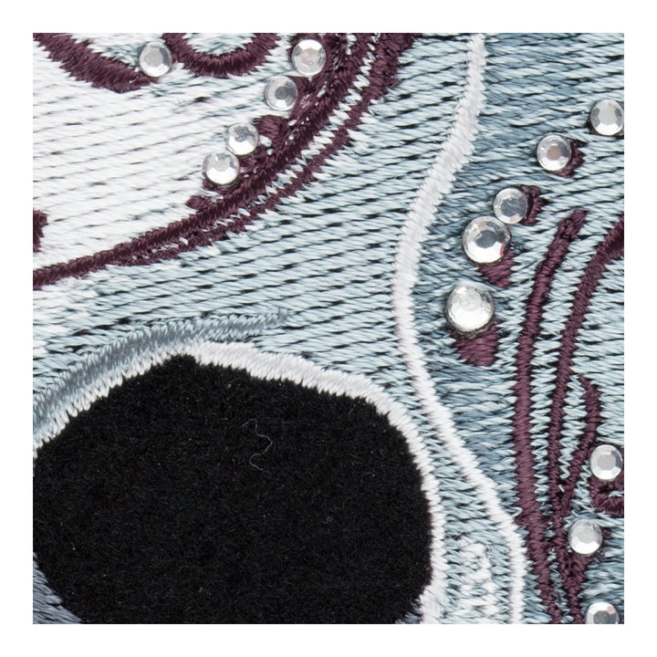Diamond Studded Gray Sugar Skull &amp; Rose Patch, Medium Size — detail view 2