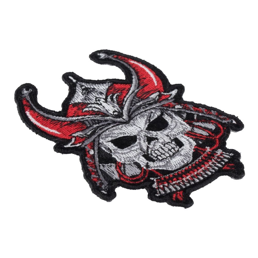 Red Demon Samurai Skull Patch, Small Size — detail view 2
