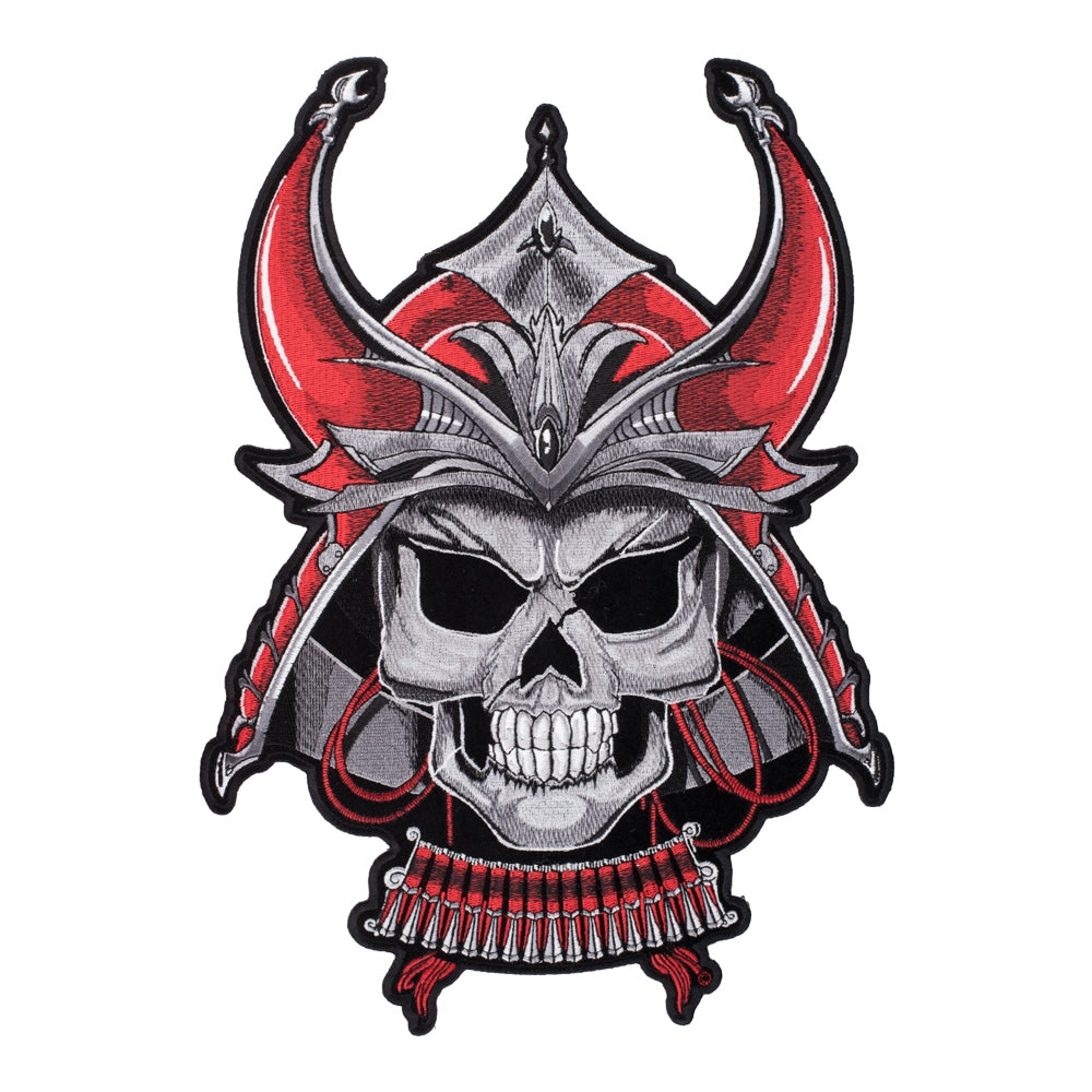 Red Demon Samurai Skull Patch, X-Large Size — product image