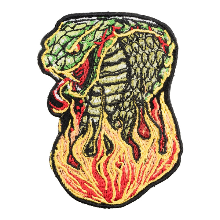 Hissing In Flames Cobra Head Patch, Small Size — product image