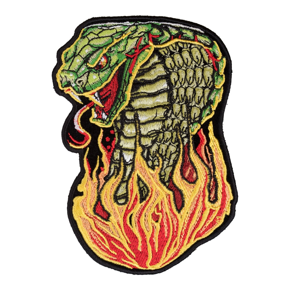 Hissing In Flames Cobra Head Patch, Medium Size — product image