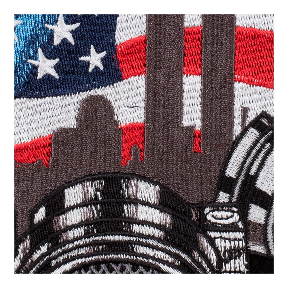 Twin Towers Reflection 343 Firefighter Helmet Patch, X-Large Size — detail view 2