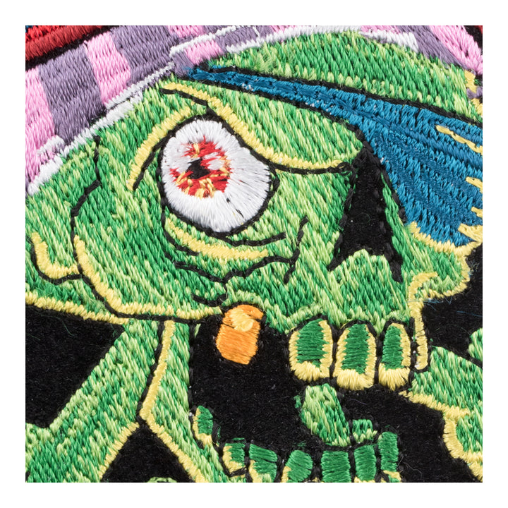 One Eyed Pirate Skull Zombie Patch, Pirate Skull Patches — detail view 1