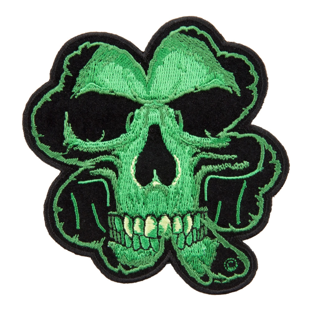 Celtic Green Clover Skull Patch, Small Size — product image