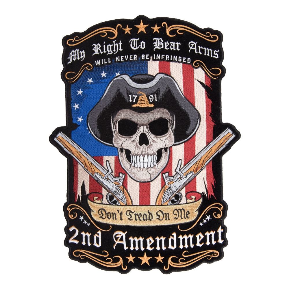 2nd Amendment Twin Guns Skull Patch, X-Large Size — product image