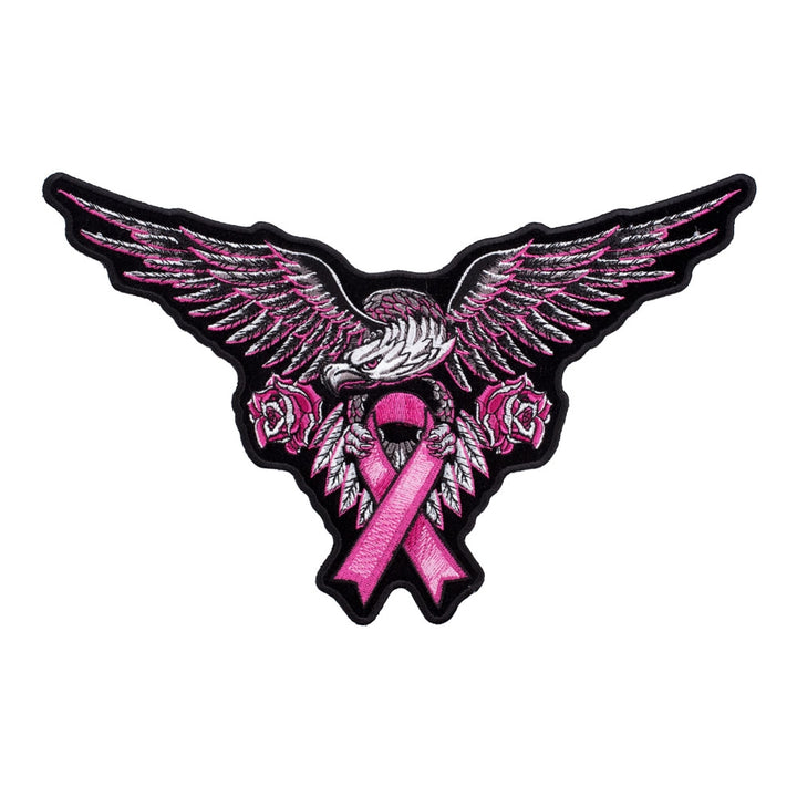 Pink Eagle Breast Cancer Ribbon Patch, Large Size — product image