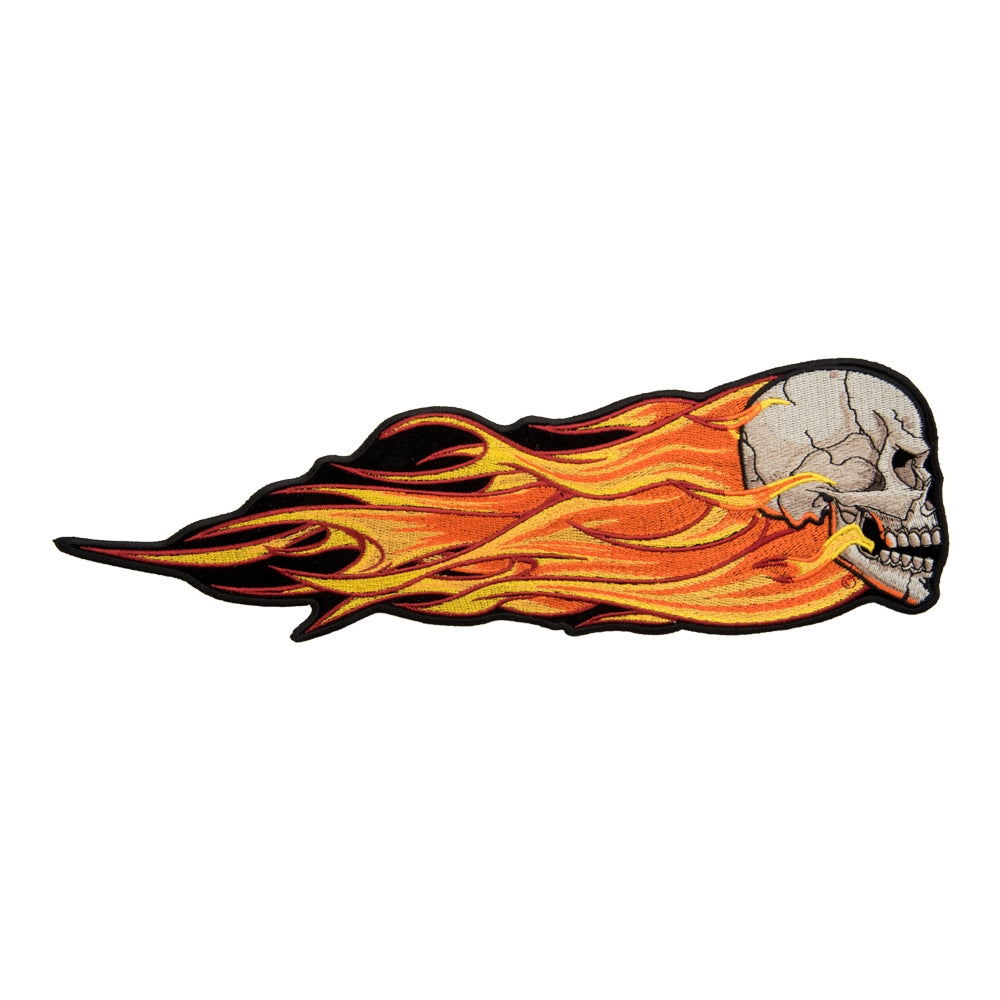 Charging Skull Orange Flames Patch, Large Size — product image