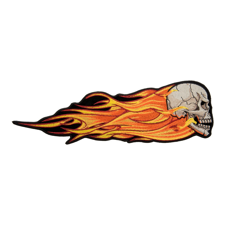 Charging Skull Orange Flames Patch, Large Size — product image