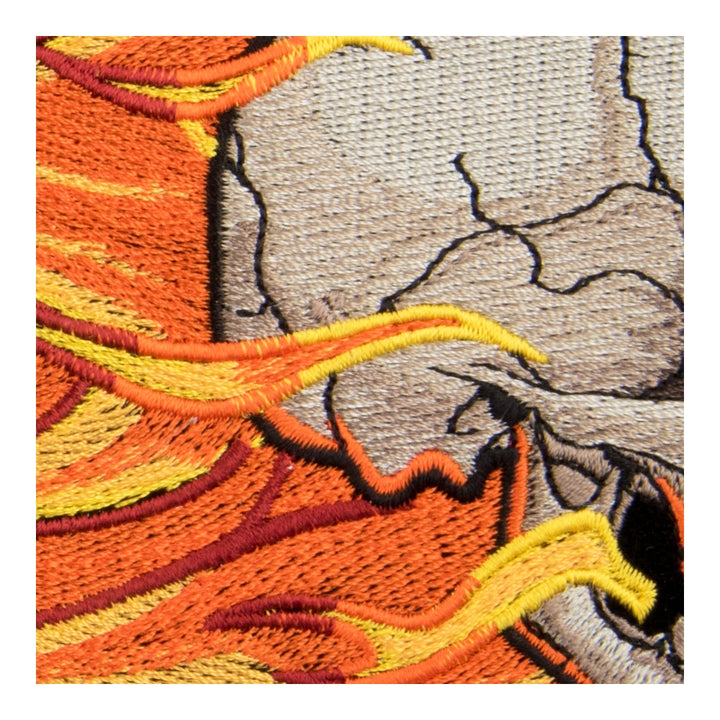 Charging Skull Orange Flames Patch, Large Size — detail view 2