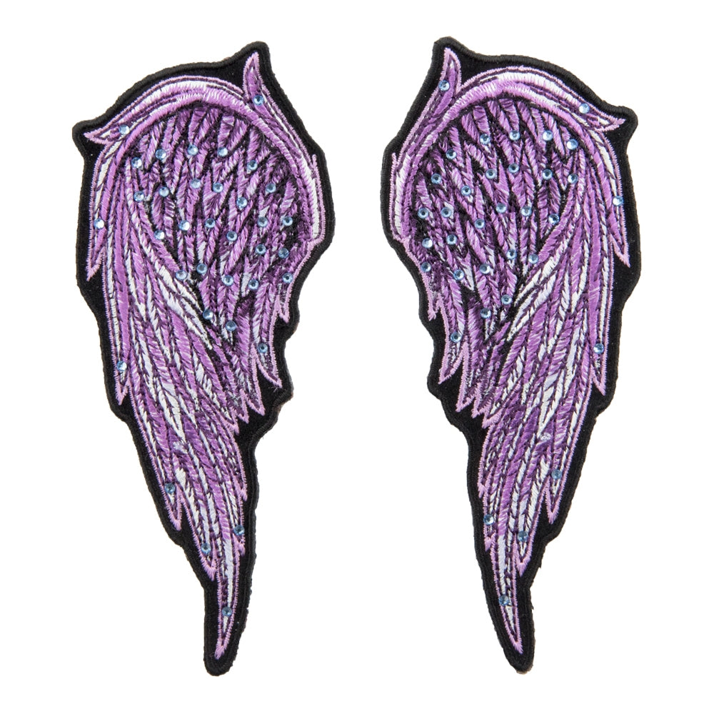 Split Purple Angel Wings Rhinestone Patch, Small Size — product image