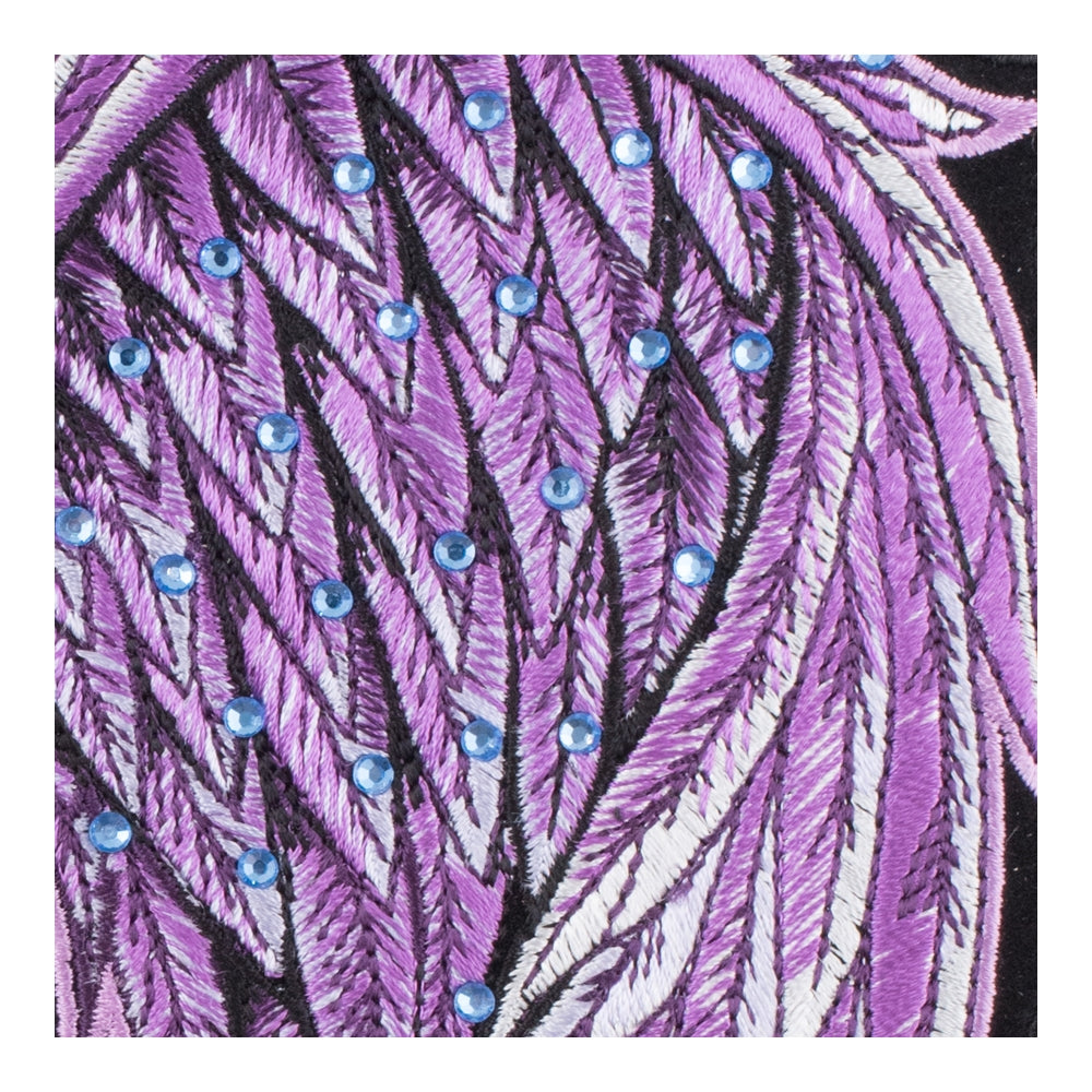 Split Purple Angel Wings Rhinestone Patch, Medium Size — detail view 2