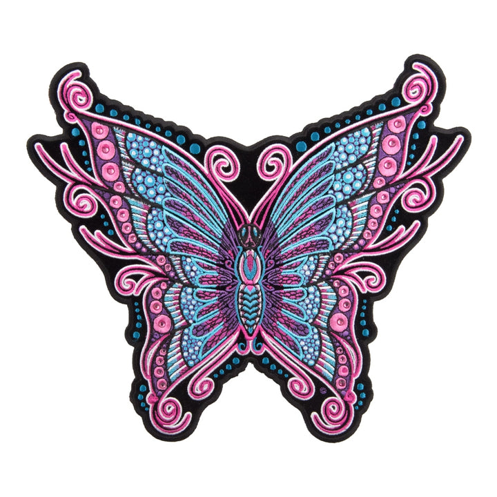 Pink &amp; Blue Sparkling Butterfly Patch, Large Size — product image