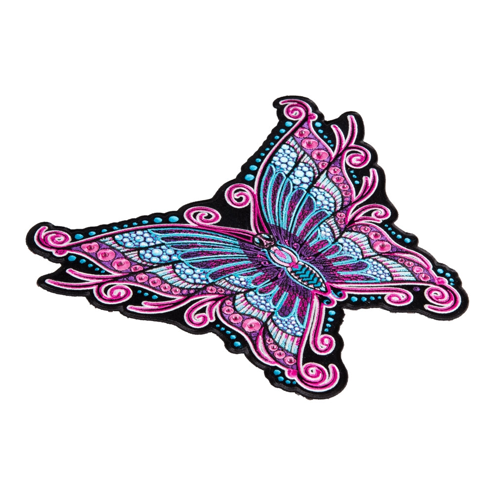 Pink &amp; Blue Sparkling Butterfly Patch, Large Size — detail view 2
