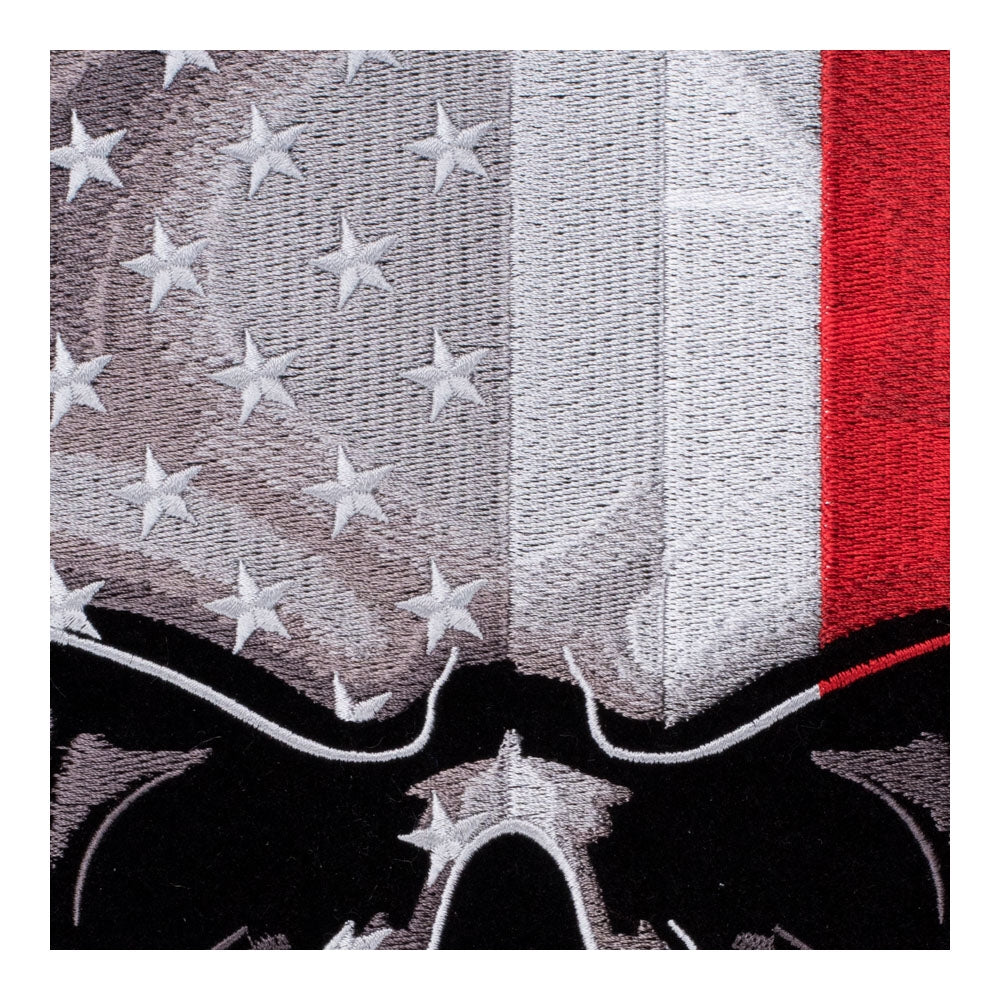 Thin Red Line Subdued US Flag Skull Patch, X-Large Size — detail view 1