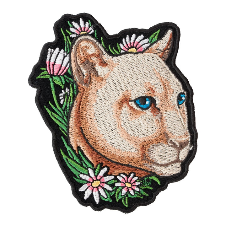 Flowered Purring Mountain Lion Patch, Small Size — product image